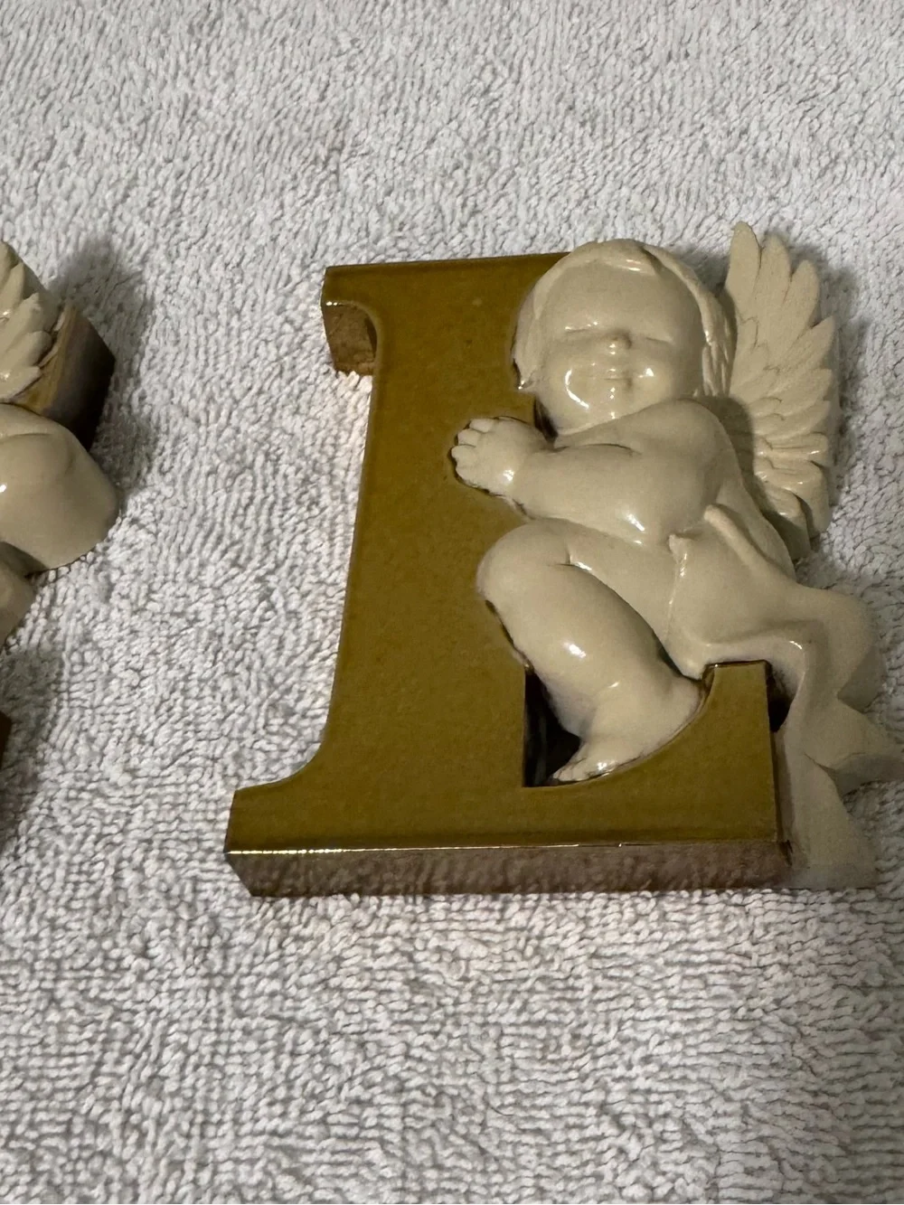 Vintage Christmas MCM Gold NOEL Cherubs Burwood Angel Xmas Mantle Decor VNT